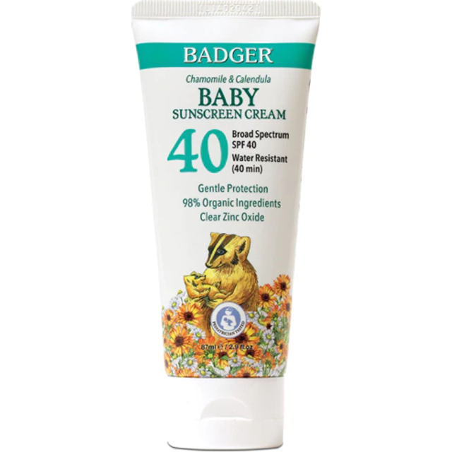 Badger, Baby Sun Protection Cream, SPF 40, Chamomile and Calendula Fragrance, 2.9 fl oz (87 ml)