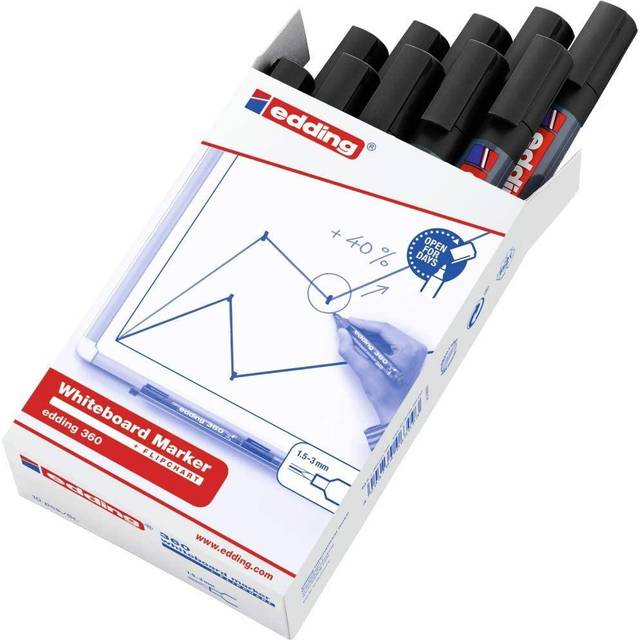 edding 360 Whiteboard Marker Black (10 Pack)