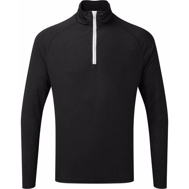 (S, Black/White) TriDri Mens Long Sleeve Performance Quarter Zip Top
