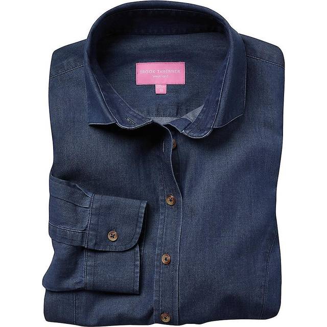 (14 UK, Denim) Brook Taverner Womens/Ladies Banff Long Sleeve Chambray Shirt