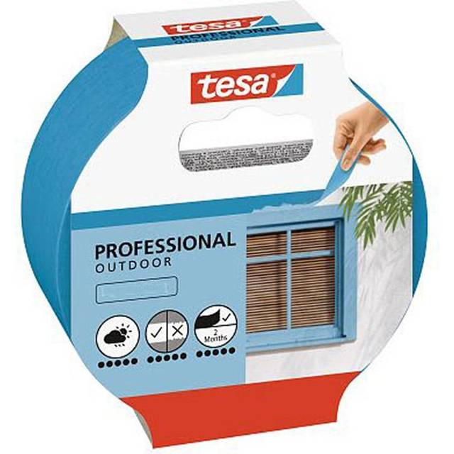tesa Malerband AUSSEN – Dünnes Abdeckband für extrem präzises Abkleben bei Malerarbeiten im Outdoor-Bereich, UV- und wetterbeständig – 25 m x 25 mm