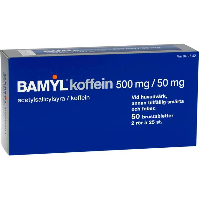 Bamyl koffein, brustablett 500 mg/50 mg, 2 X 25 st