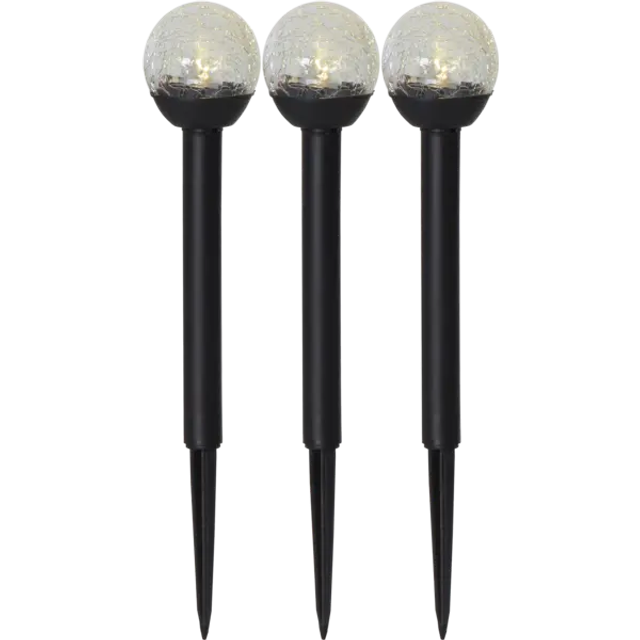 Pollare solcell svart glas, Star Trading Roma, 3-pack