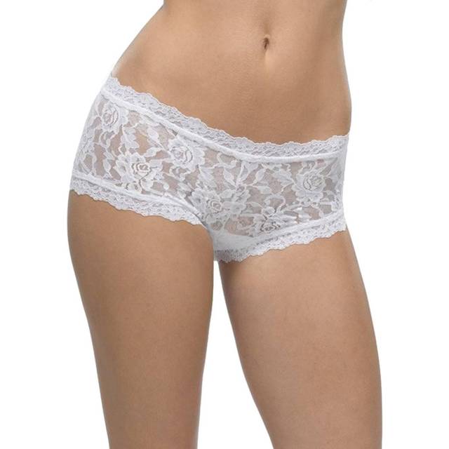 Signature Lace Boy Shorts - WHITE - Large