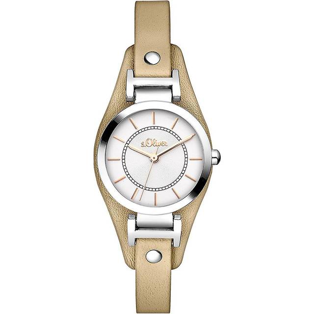 s.Oliver dam analog kvartsklocka med läderarmband SO-3277-LQ