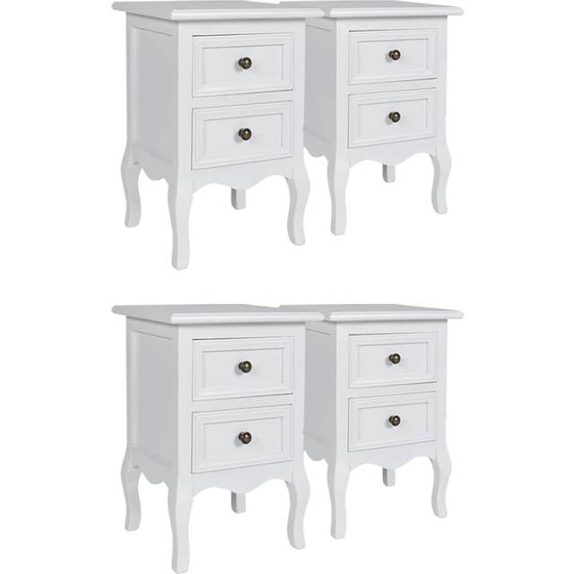 Vidaxl Nightstands 4 Pcs With 2 Drawers Mdf White
