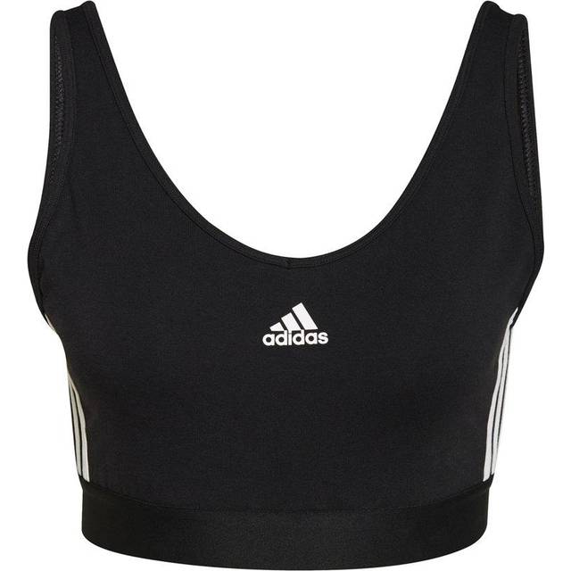 adidas Kvinnor Essentials 3-Stripes Crop Top With Removable Pads, Black/White, L