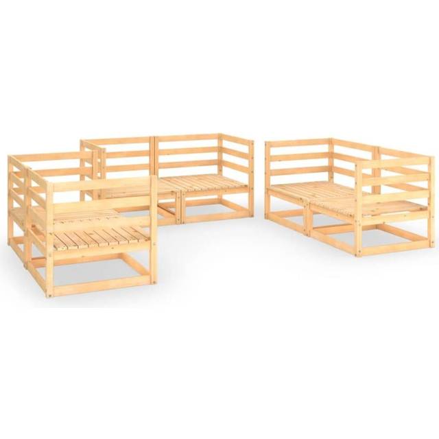 vidaXL 6 Piece Garden Lounge Set Solid Pinewood - Brown