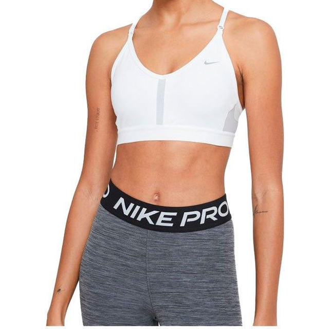 Nike Indy Women's Light-Support Padded V-Neck Sports Bra - White - Polyester/Elastane - M