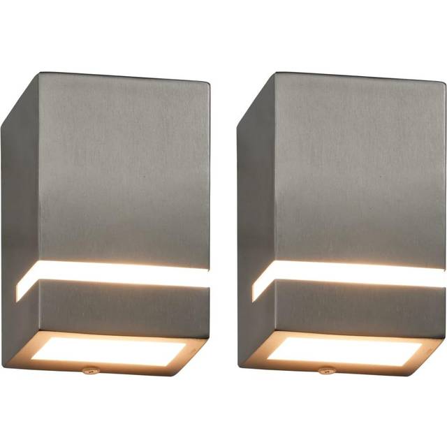 vidaXL Outdoor Wall Lights 2 pcs 35 W Silver Rectangular