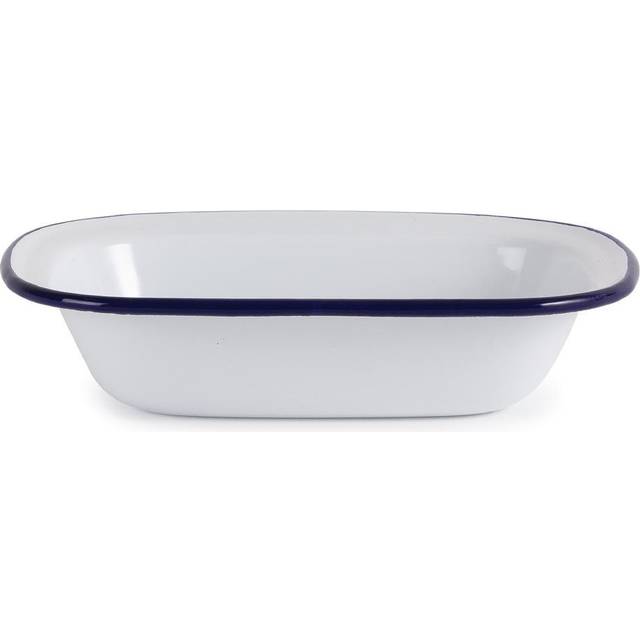 Olympia Enamel Pie Dishes Rectangular 180 x 135mm (Pack of 6) - Blue and White