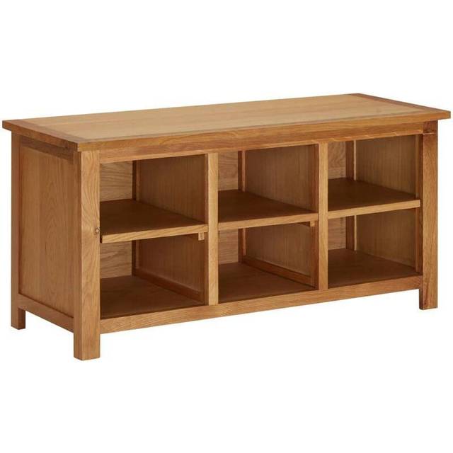 vidaXL Shoe Rack 90x37x45 cm Solid Oak Wood - Brown