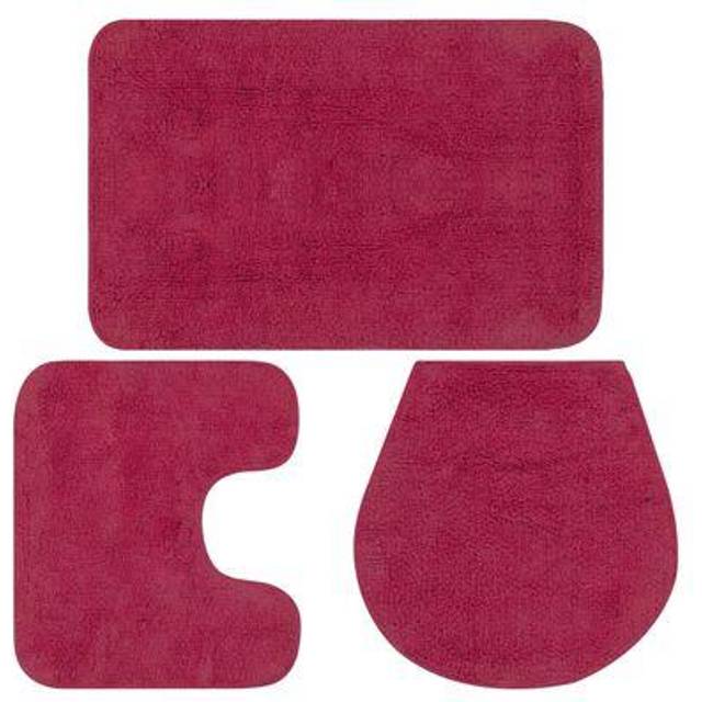 vidaXL Bathroom Mat Set 3 Pieces Fabric Fuchsia - Pink