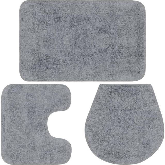 vidaXL Bathroom Mat Set 3 Pieces Fabric Grey