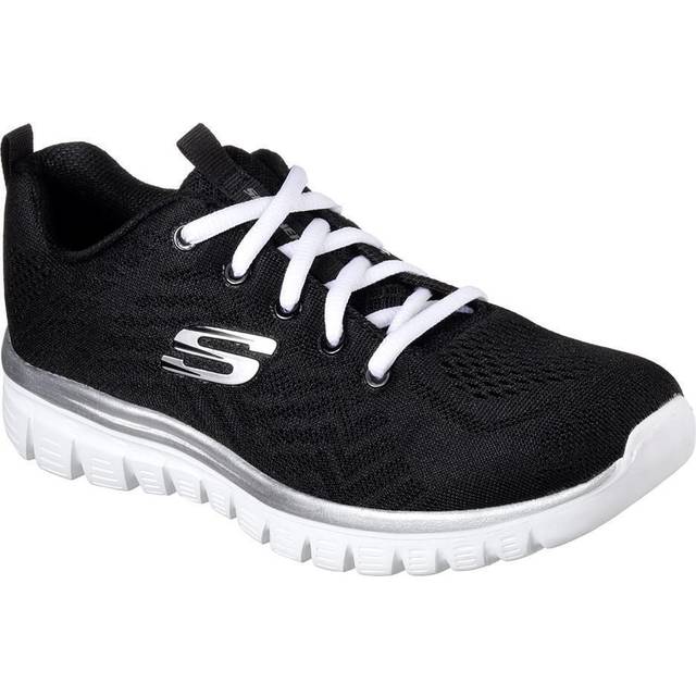 Skechers Graceful Get Connected dam Sneaker, Svart svart nät vit trim Bkw, 36 EU