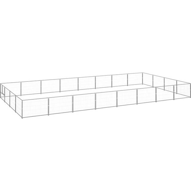 vidaXL Dog Kennel Silver 32 m² Steel