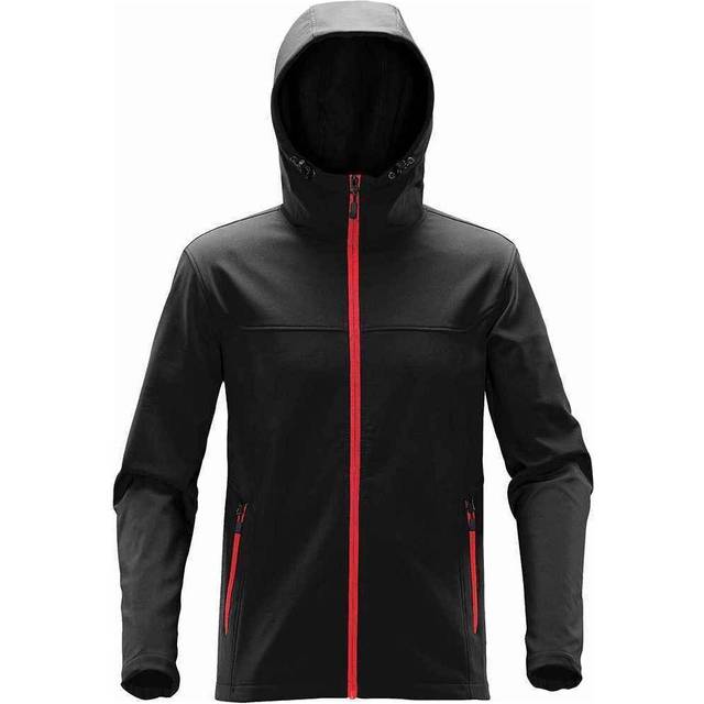 (S, Black/Bright Red) Stormtech Mens Orbiter Hooded Soft Shell Jacket