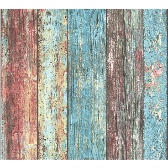 A.S. Création Icke-vävd tapet Best of Wood`n Stone 2:a upplagan tapet i träutseende fotorealistisk trätapet 10,05 m x 0,53 m blå färgglad tillverkad i Tyskland 307231 30723-1