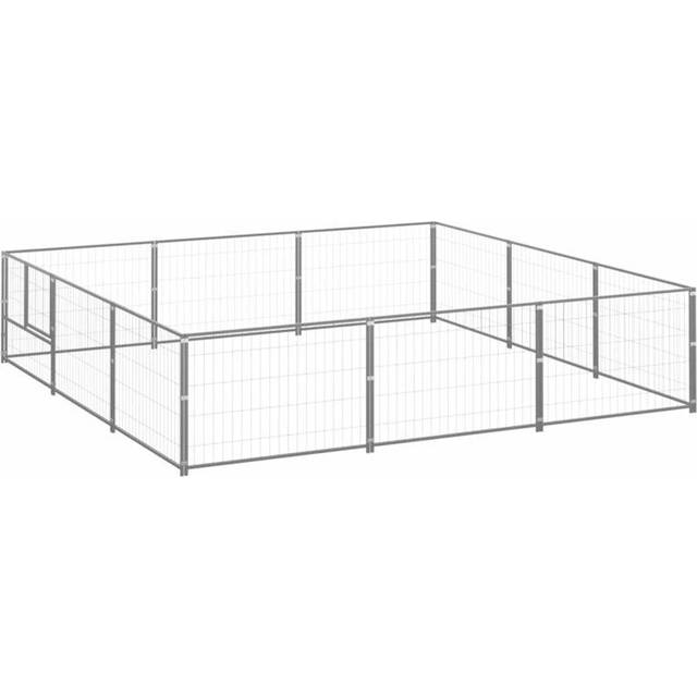vidaXL Dog Kennel Silver 9 m² Steel