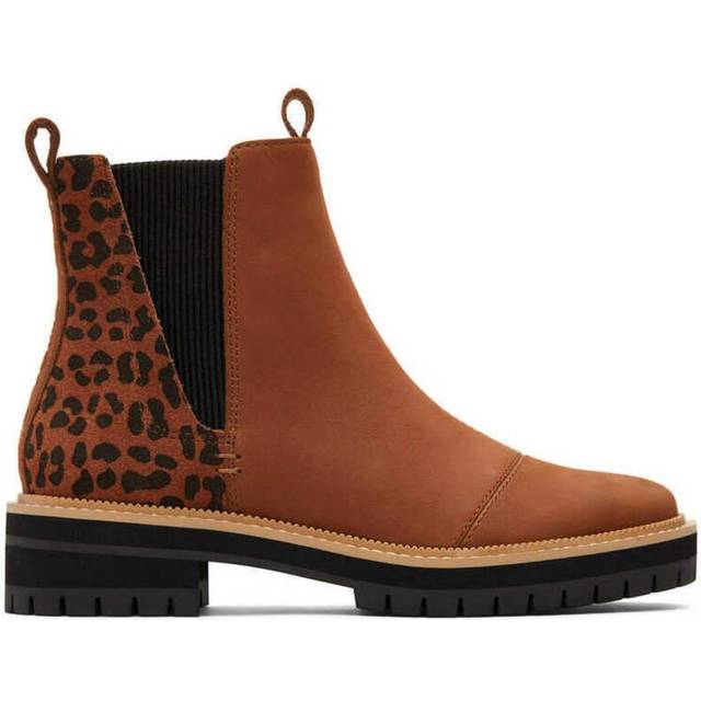 "TOMS Womens Dakota Leopard-Cheetah Pull On Casual Boots Ankle Mid Heel 2-3"""""""" - Brown - Size 7.5 B"