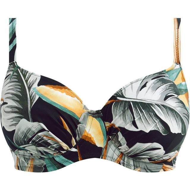 Fantasie Bamboo Grove Leaf Print Full Cup Bikini Top - 32FF, JET