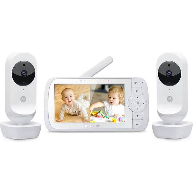 Motorola Nursery VM35-2 / Ease 35-2 - Babyvakt med 2 kameror 5 tums (5.0 inch) babyvakt med video och HD-skärm - Mörkerseende, tvåvägskommunikation, vaggvisor, zoom, rumstemperaturövervakning - Vit
