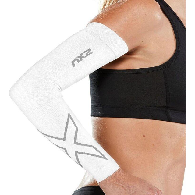 2XU UA4009a Flex Compression Arm ärmar, Unisex-Vuxen, White/Grey, M