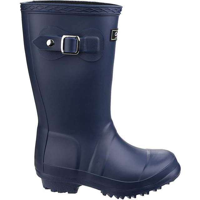 Cotswold Girls Buckingham PVC Buckle Welly Wellington Boot Navy