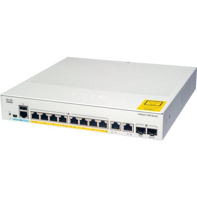 Cisco Catalyst 1000-8P-2G-L - Switch - Managed - 4 x 10/100/1000 (PoE+) + 4 x 10/100/1000 + 2 x combo Gigabit SFP (uplin