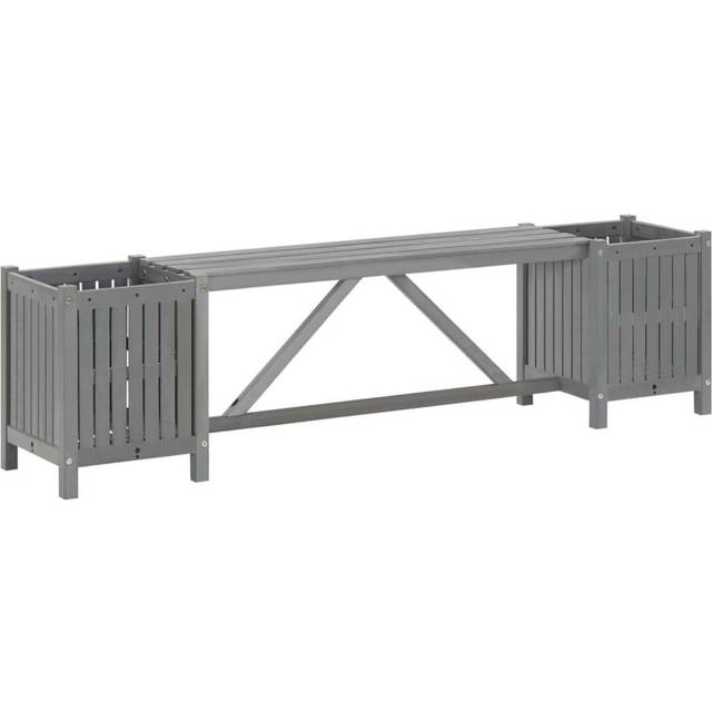 vidaXL Garden Bench with 2 Planters 150x30x40 cm Solid Acacia Wood - Brown