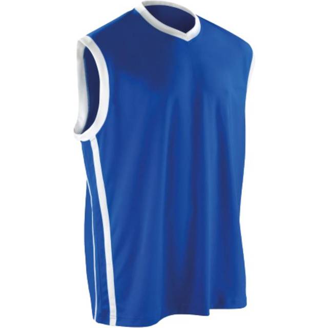(M, Royal / White) Spiro Mens Basketball Quick Dry Sleeveless Top