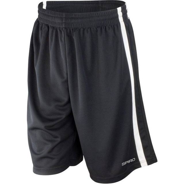 (XS, Black/White) Spiro Mens Quick Dry Basketball Shorts