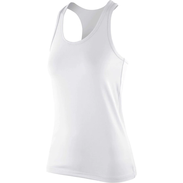 (XL, White) Spiro Womens/Ladies Impact Softex Sleeveless Fitness Vest Top