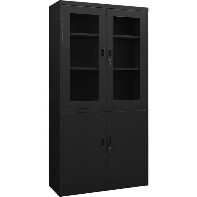 vidaXL Office Cabinet Black 90x40x180 cm Steel