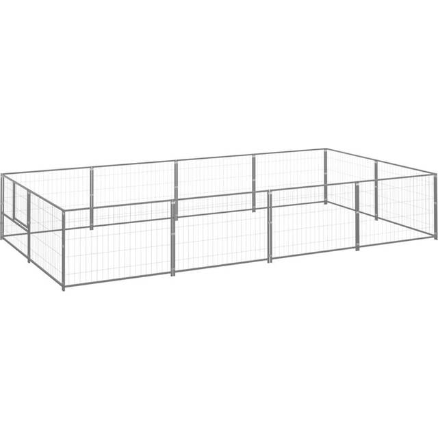 vidaXL Dog Kennel Silver 8 m² Steel