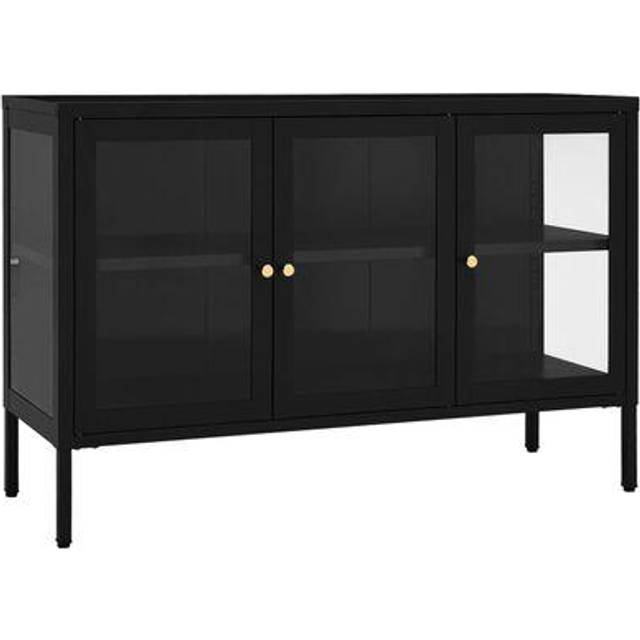 vidaXL Sideboard White 105x35x70 cm Steel and Glass