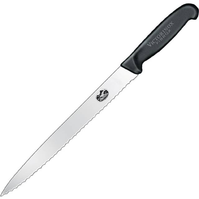 Victorinox Fibrox 25cm Slicing Knife Pointed Tip Serrated Edge (5443325)