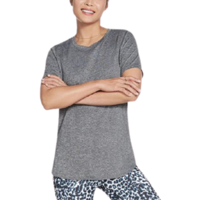 (S, Bold Black) Skechers Womens 2021 GO Dri Essential Lightweight Training Tunic T-Shirt