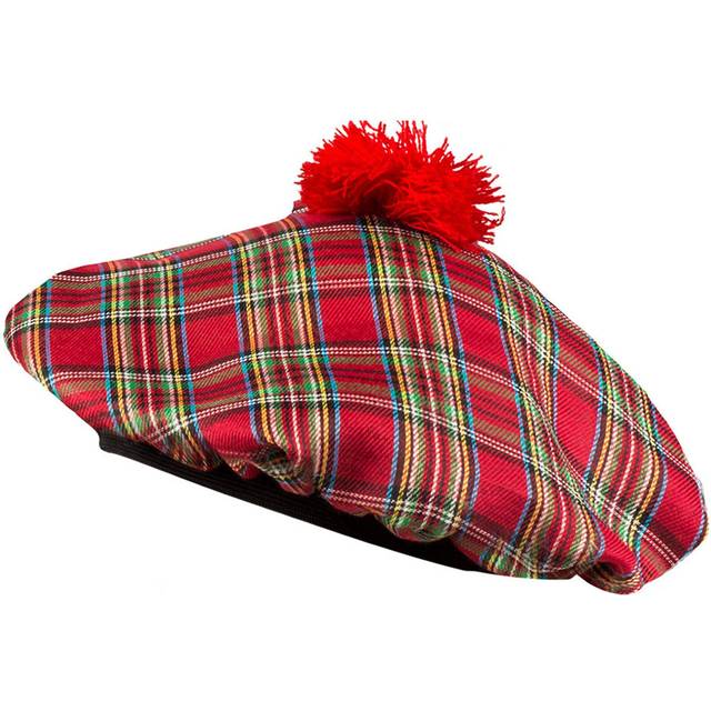 Boland – Basker Mrs. Tartan, gummiband, skotsk mössa, hatt, Skottland, Highlands, kostym, karneval, temafest, röd