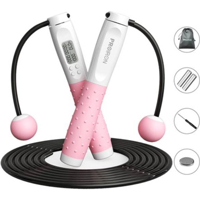 Skipping Rope, Digital Jump Rope Adjustable Weights/Length Cordless Jumping Rope with Calorie Counter/Alarm Reminder Weighted Jump Rope for Fitness,