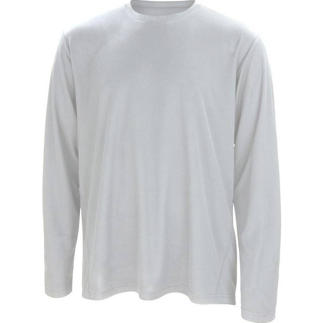 (L, White) Spiro Mens Sports Quick-Dry Long Sleeve Performance T-Shirt
