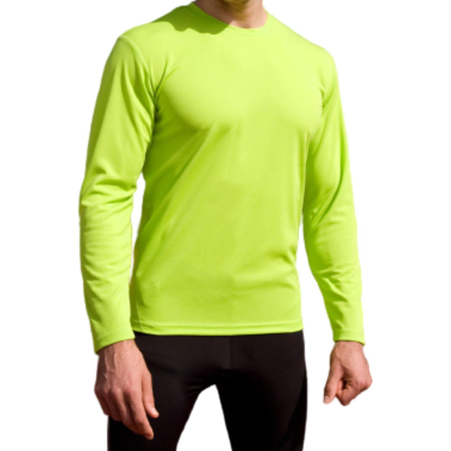 (L, Lime Green) Spiro Mens Sports Quick-Dry Long Sleeve Performance T-Shirt