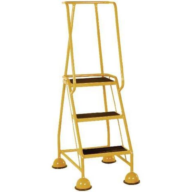 3 Tread Glide-Along Mobile Steps - Yellow Frame and Full Handrail