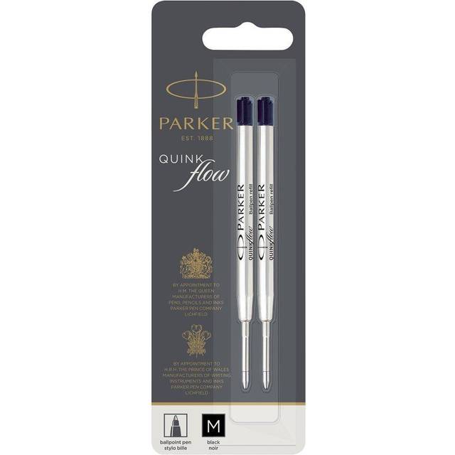 Parker Quinkflow Ball Pen Refill Medium Nib Black, Pack of 2