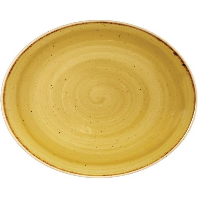 Churchill Stonecast Oval Coupe Plate Mustard Seed Yellow 192mm (Pack of 12)