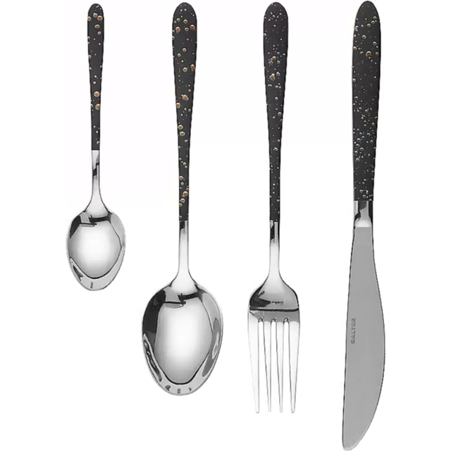 Salter BW09496 16 Piece Gold Marble Cutlery Set | Stainless Steel | Includes 4 Knives, 4 Forks, 4 Table, 4 Tea Spoons