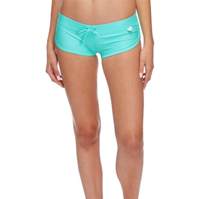 Body Glove Women's Standard Smoothies Sidekick Solid Sporty Bikini Bottom Swimsuit Short  Sea Mist  Medium