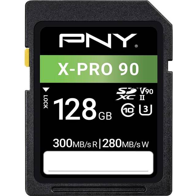 PNY X-Pro 90 Class 10 U3, UHS-II SD Flash 128GB Memory Card for 8K Videography