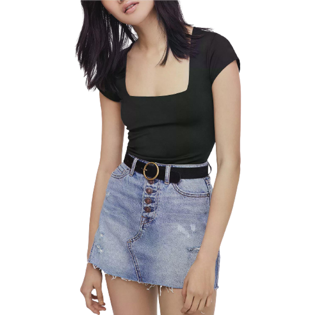 Free People Square Eyes Bodysuit