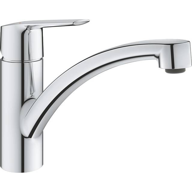 QUICKFIX Start - Kitchen Sink Mixer Tap (Low Spout with 140 Swivel Area, 35 mm Ceramic Cartridge, 1 Hole Easy to Install, Min. Recommended Pressure